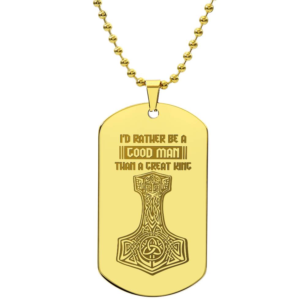 Engraved Dog Tag Necklace - Mjolnir viking symbols