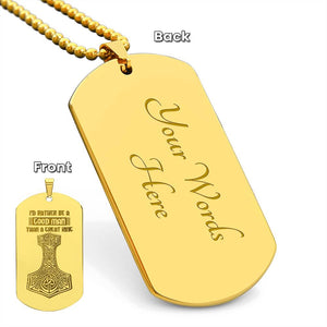 Engraved Dog Tag Necklace - Mjolnir viking symbols