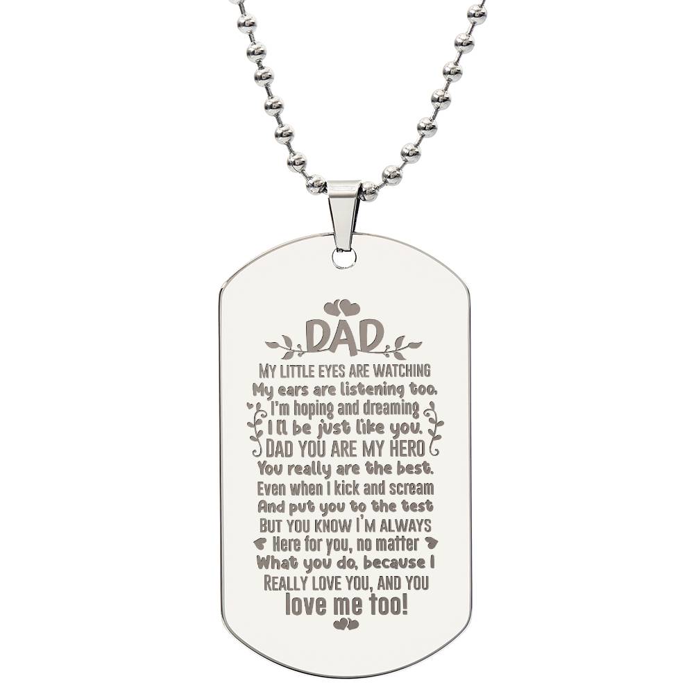 Engraved Dog Tag Necklace - My little eyes are