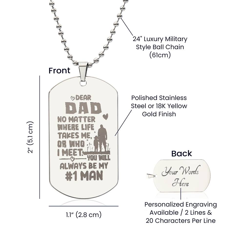 Engraved Dog Tag Necklace - No matter where life