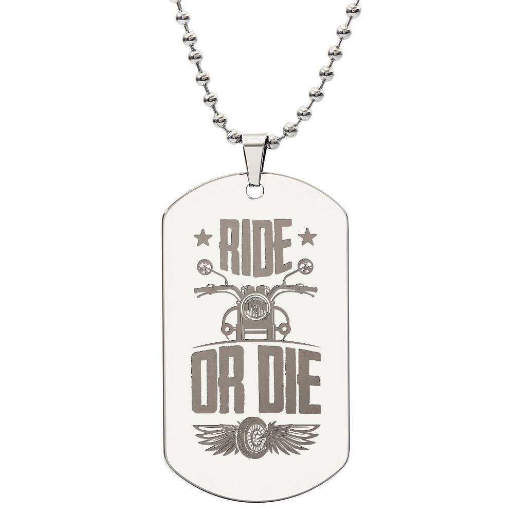 Engraved Dog Tag Necklace - Ride or Die