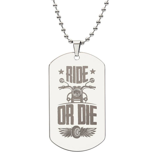Engraved Dog Tag Necklace - Ride or Die