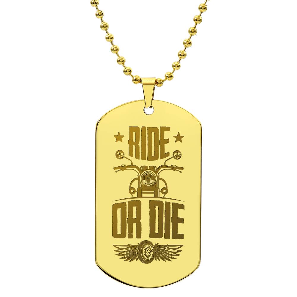 Engraved Dog Tag Necklace - Ride or Die