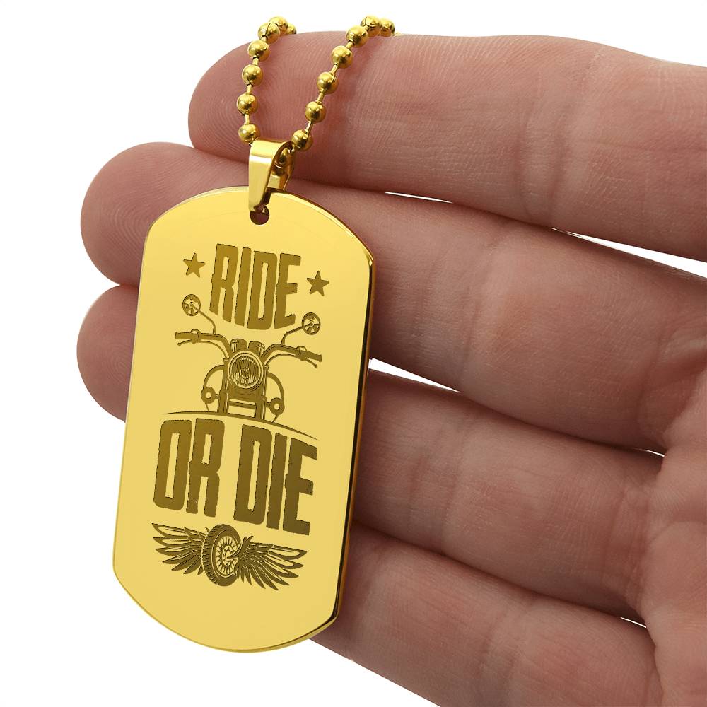 Engraved Dog Tag Necklace - Ride or Die