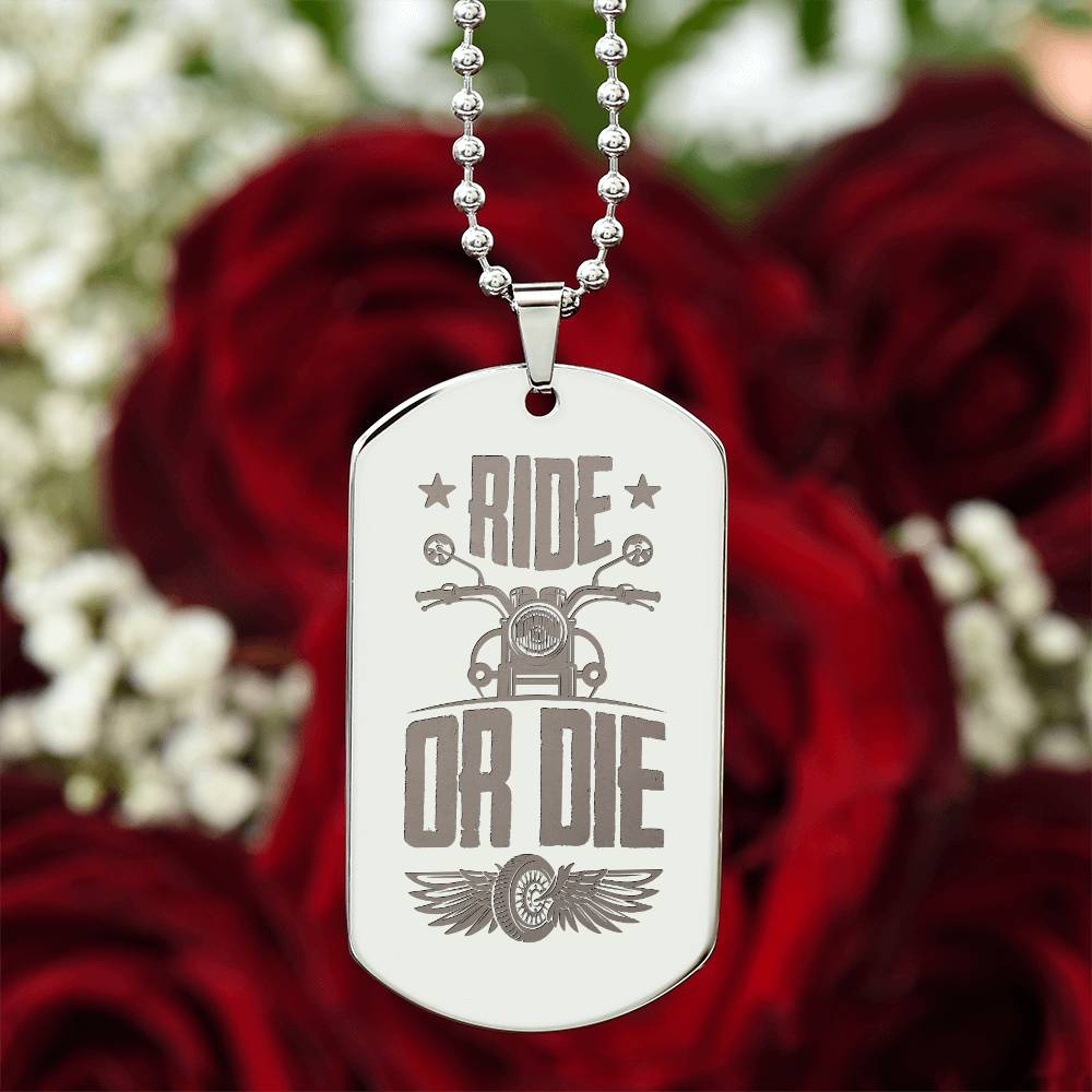 Engraved Dog Tag Necklace - Ride or Die