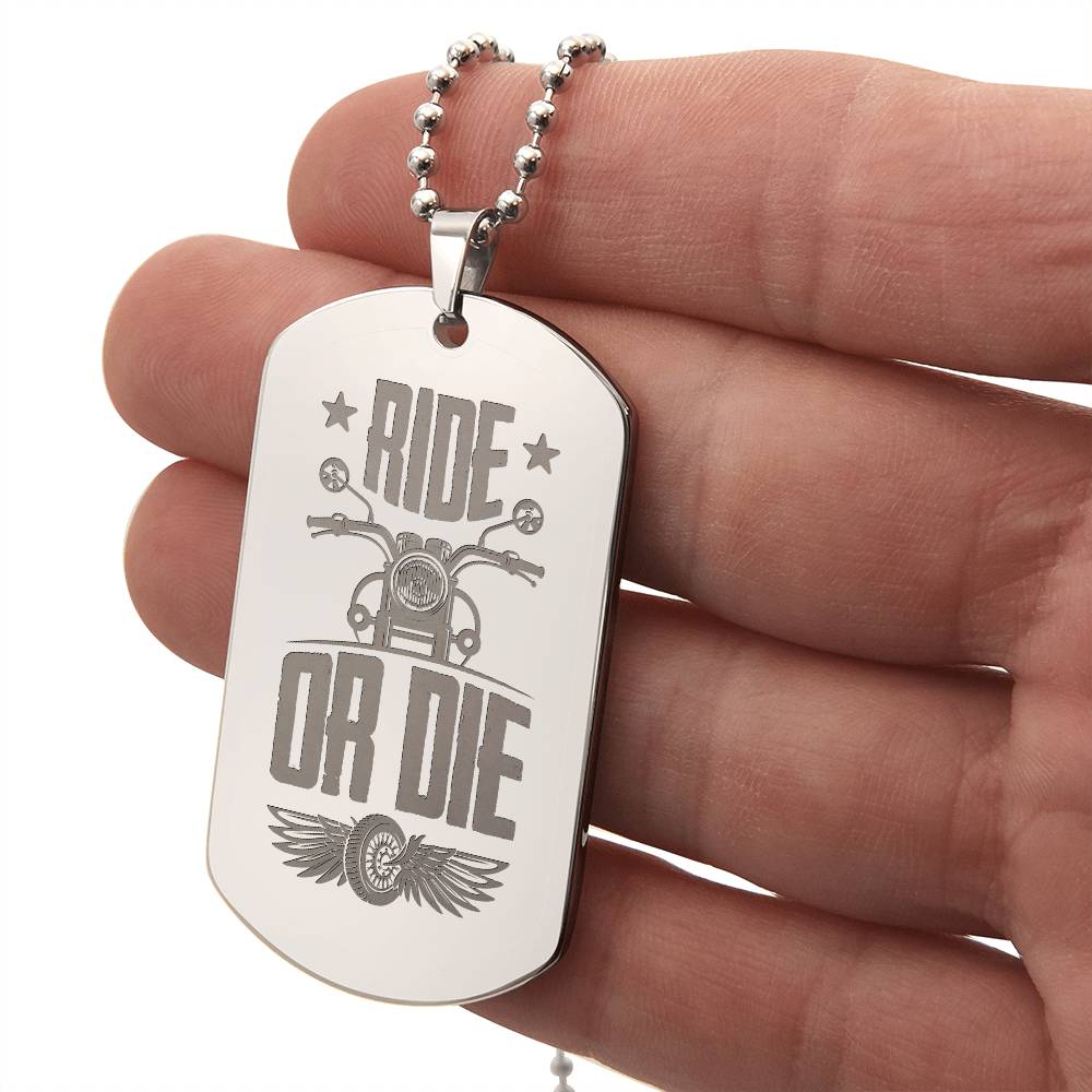 Engraved Dog Tag Necklace - Ride or Die
