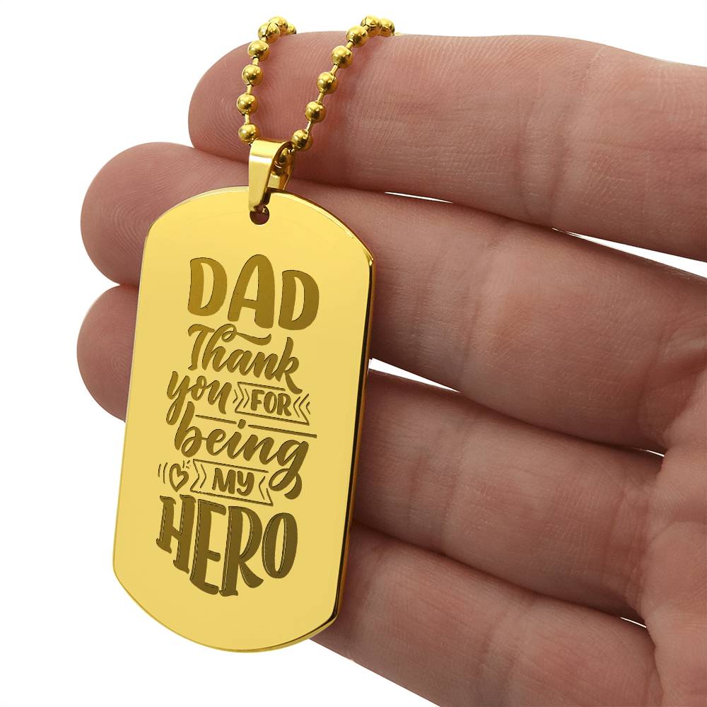 Engraved Dog Tag Necklace - Thanks for being my