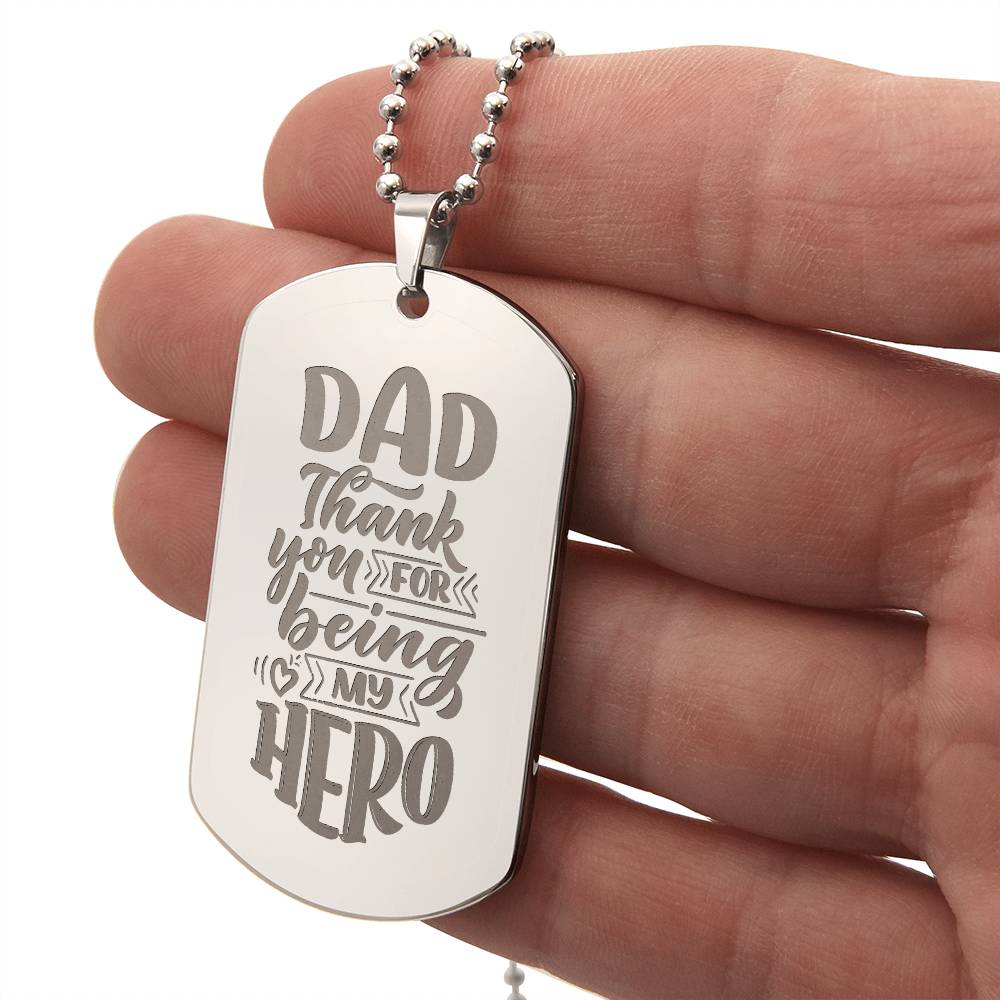 Engraved Dog Tag Necklace - Thanks for being my