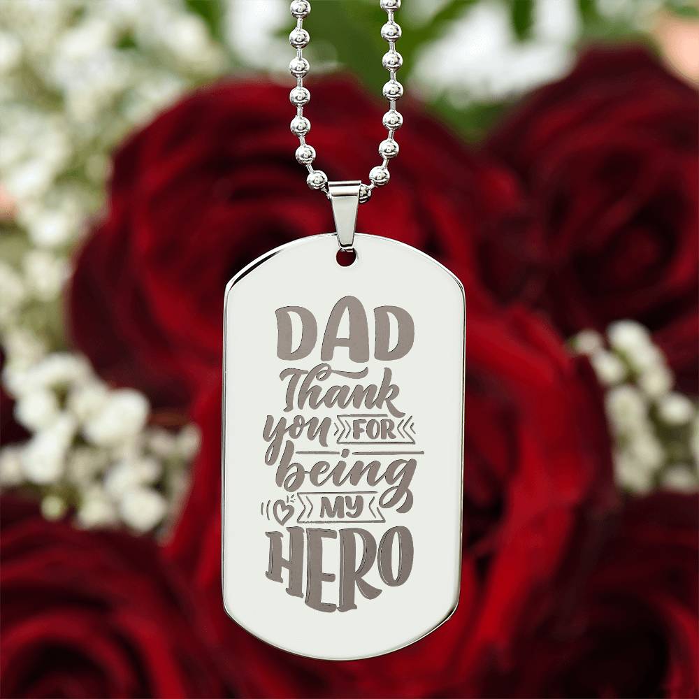 Engraved Dog Tag Necklace - Thanks for being my