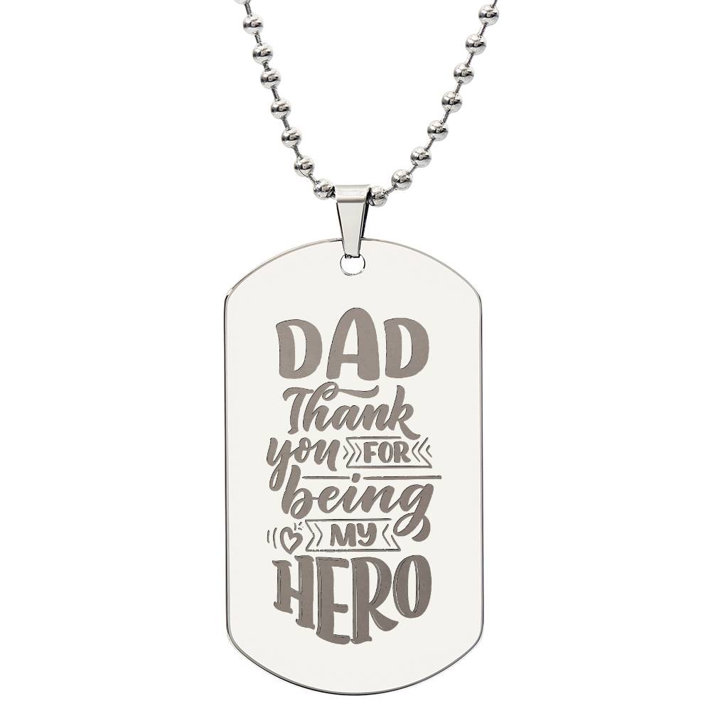 Engraved Dog Tag Necklace - Thanks for being my