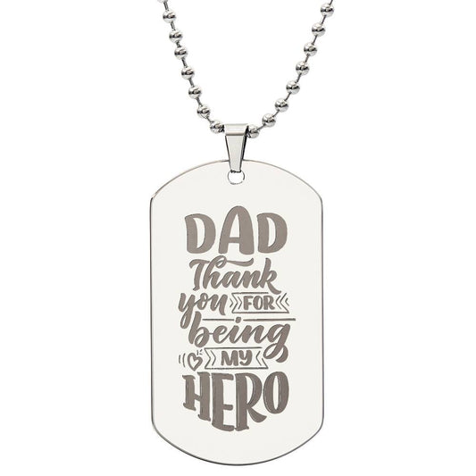 Engraved Dog Tag Necklace - Thanks for being my