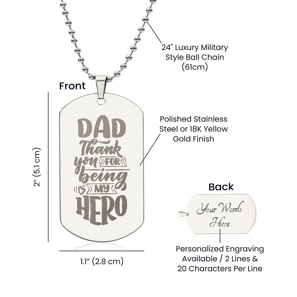 Engraved Dog Tag Necklace - Thanks for being my