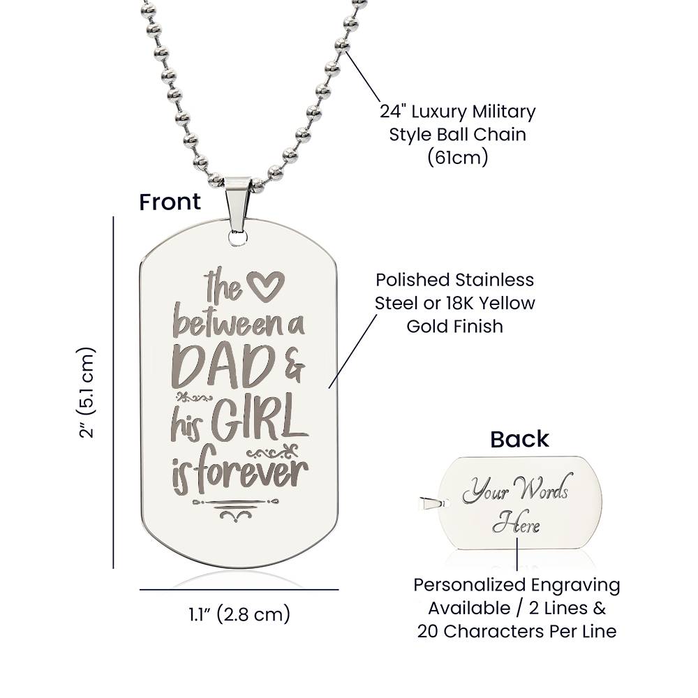 Engraved Dog Tag Necklace - The love between dad