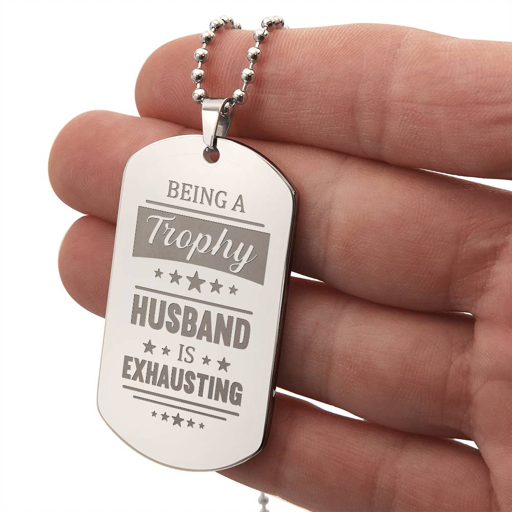 Engraved Dog Tag Necklace - Trophy Husband