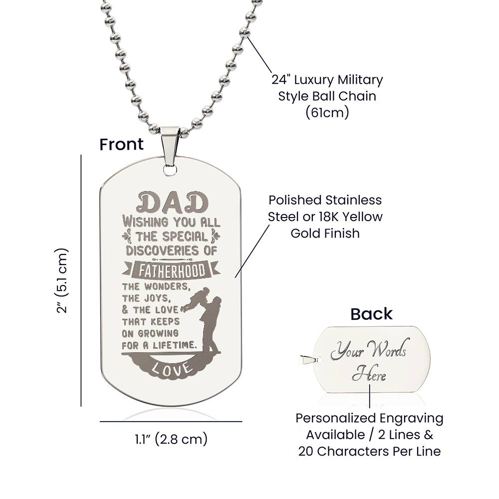 Engraved Dog Tag Necklace - Wishing you all dad