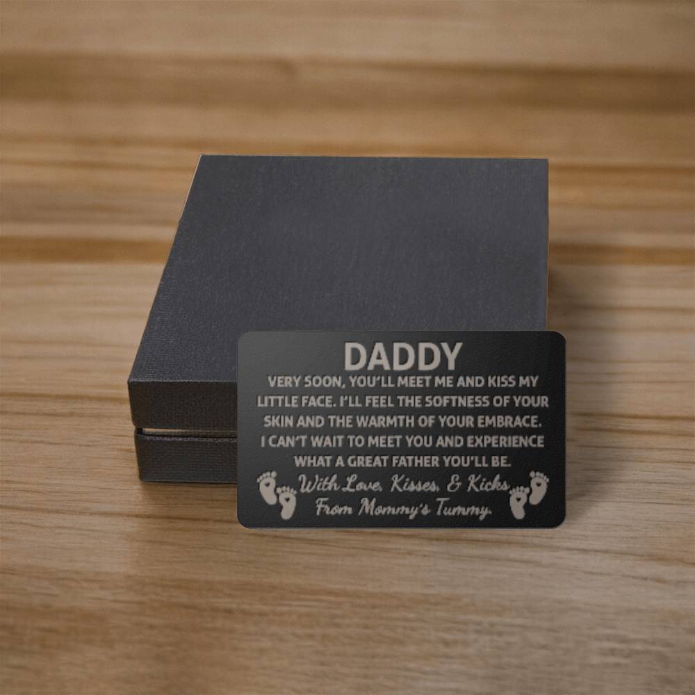 Engraved Metal Wallet Card - Daddy Very Soon