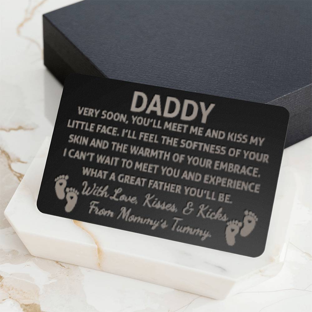 Engraved Metal Wallet Card - Daddy Very Soon