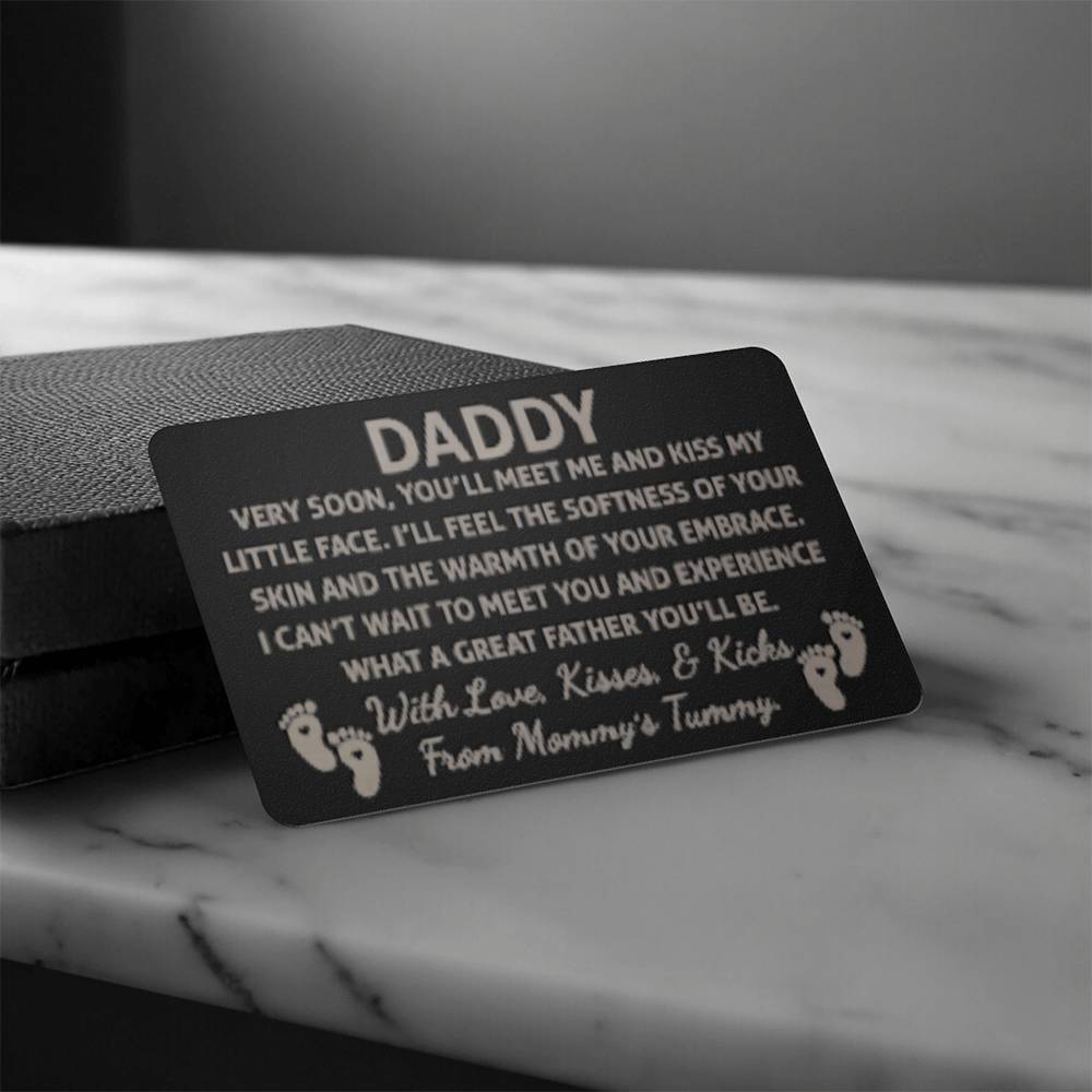 Engraved Metal Wallet Card - Daddy Very Soon