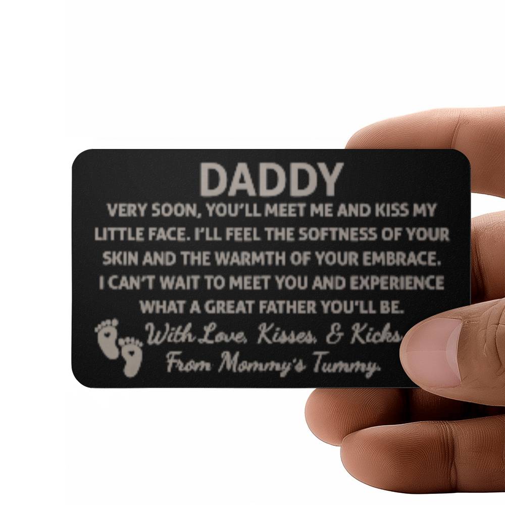 Engraved Metal Wallet Card - Daddy Very Soon