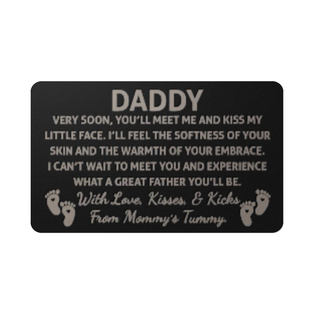 Engraved Metal Wallet Card - Daddy Very Soon