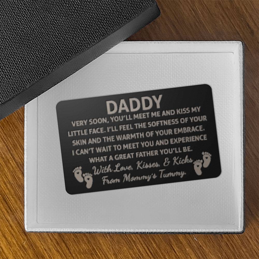 Engraved Metal Wallet Card - Daddy Very Soon