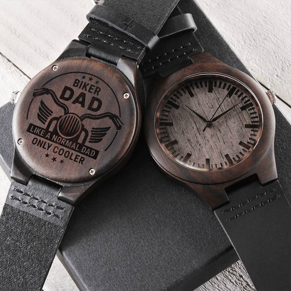 Engraved Wooden Watch - Biker dad