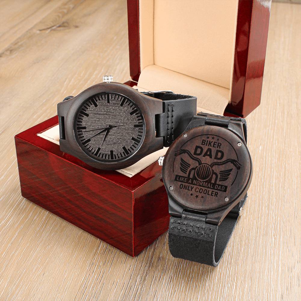 Engraved Wooden Watch - Biker dad