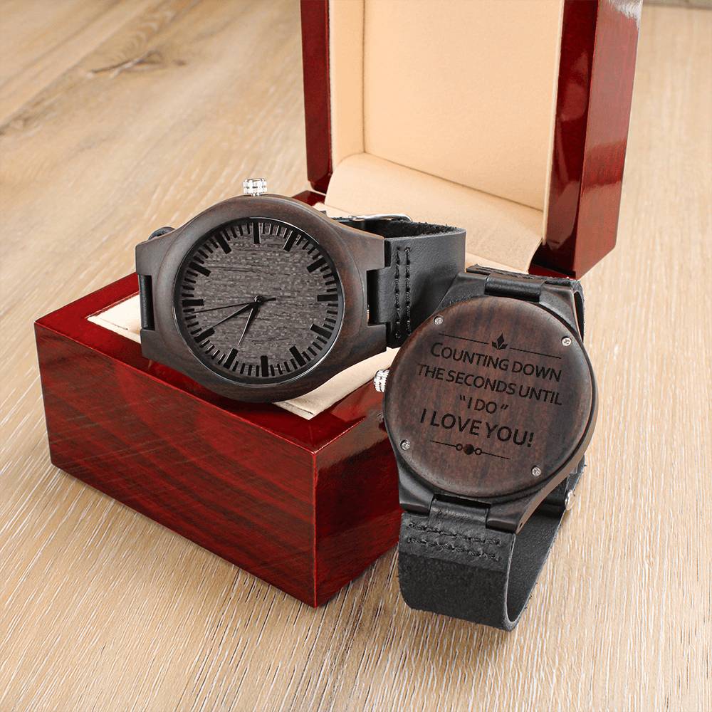 Engraved Wooden Watch -Counting down the seconds until