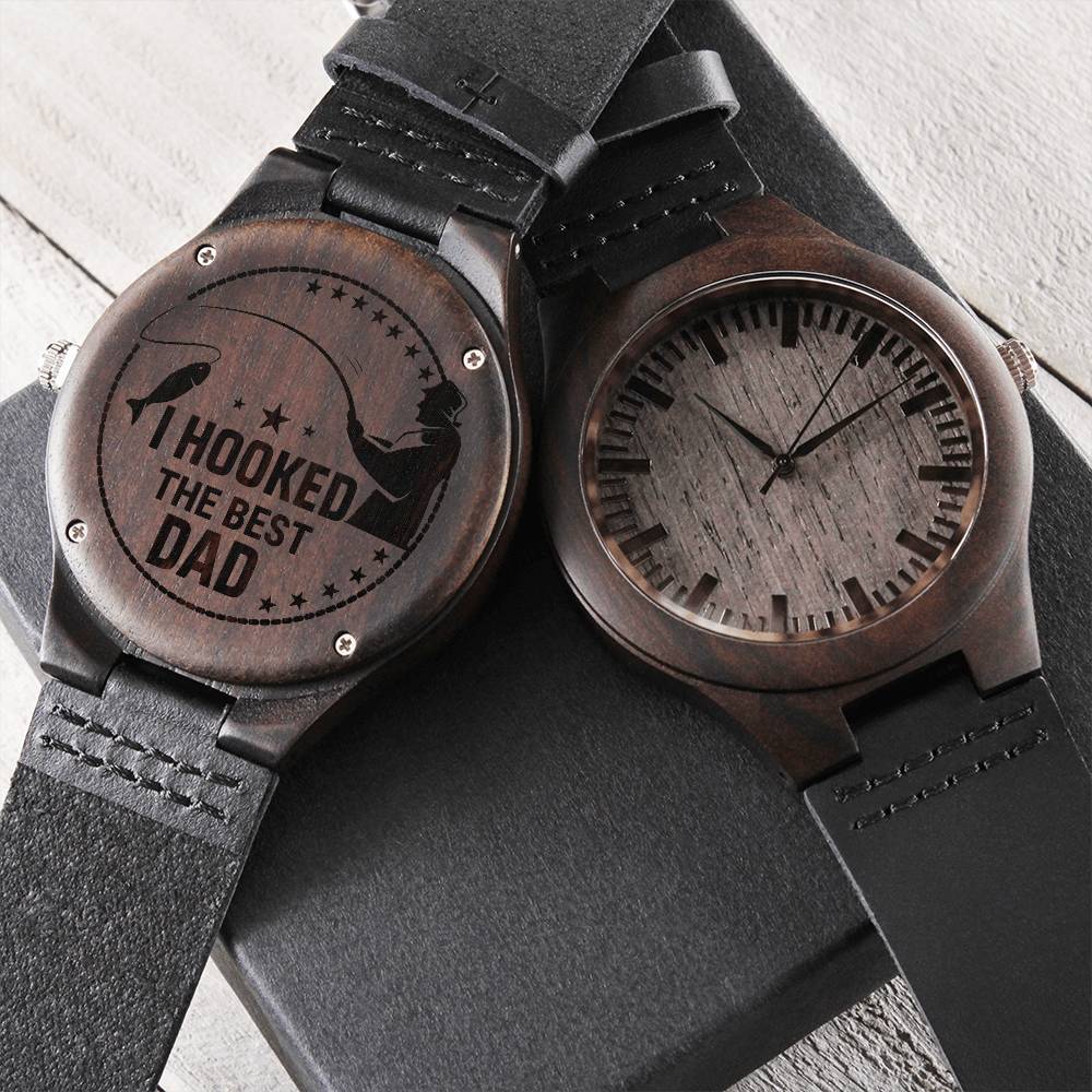 Engraved Wooden Watch - I hooked the best dad