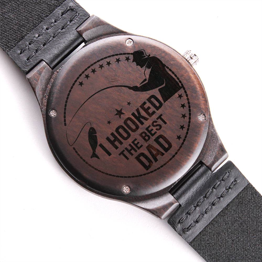 Engraved Wooden Watch - I hooked the best dad