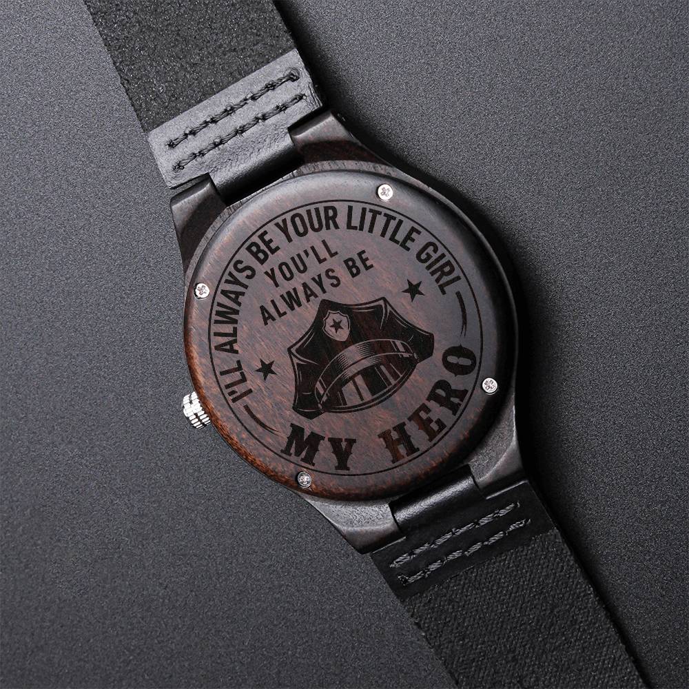 Engraved Wooden Watch - I'll always be your little girl(Police)