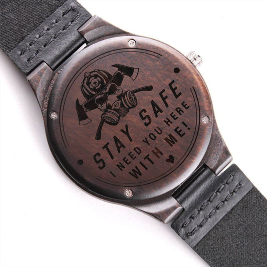 Engraved Wooden Watch -Stay safe