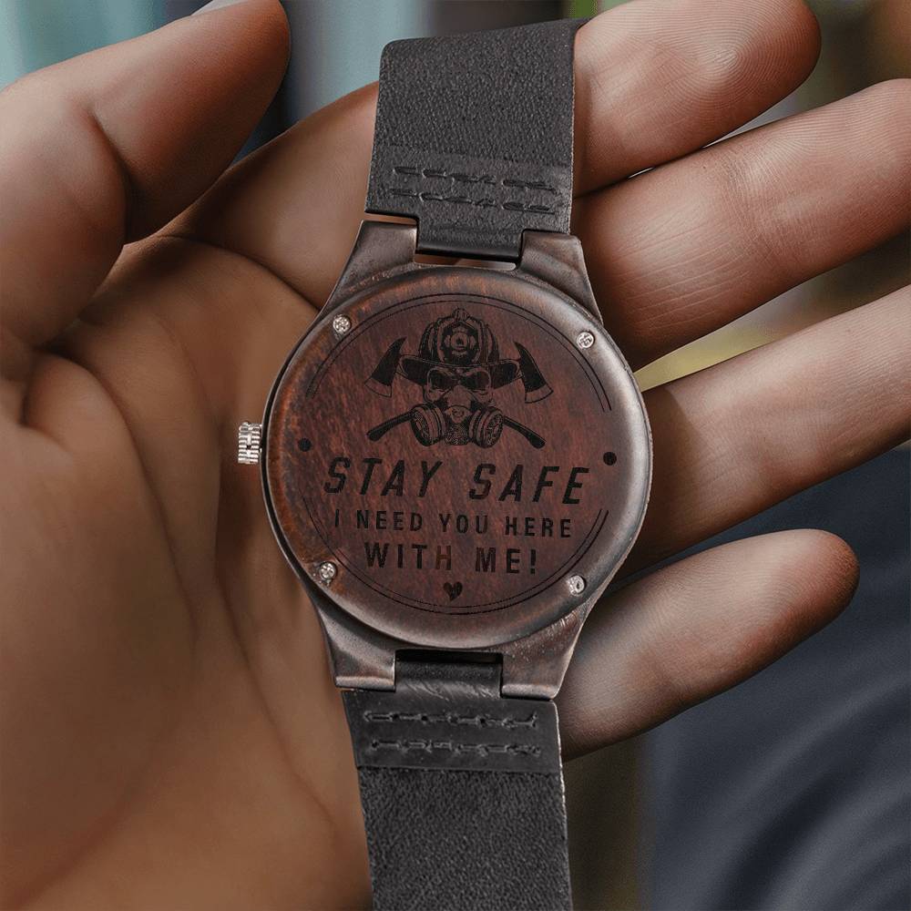 Engraved Wooden Watch -Stay safe