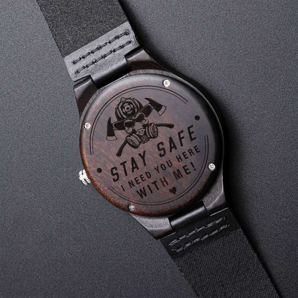 Engraved Wooden Watch -Stay safe