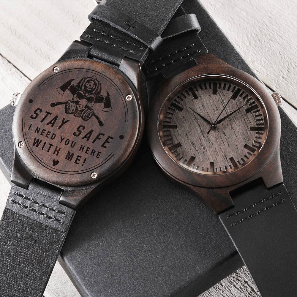 Engraved Wooden Watch -Stay safe