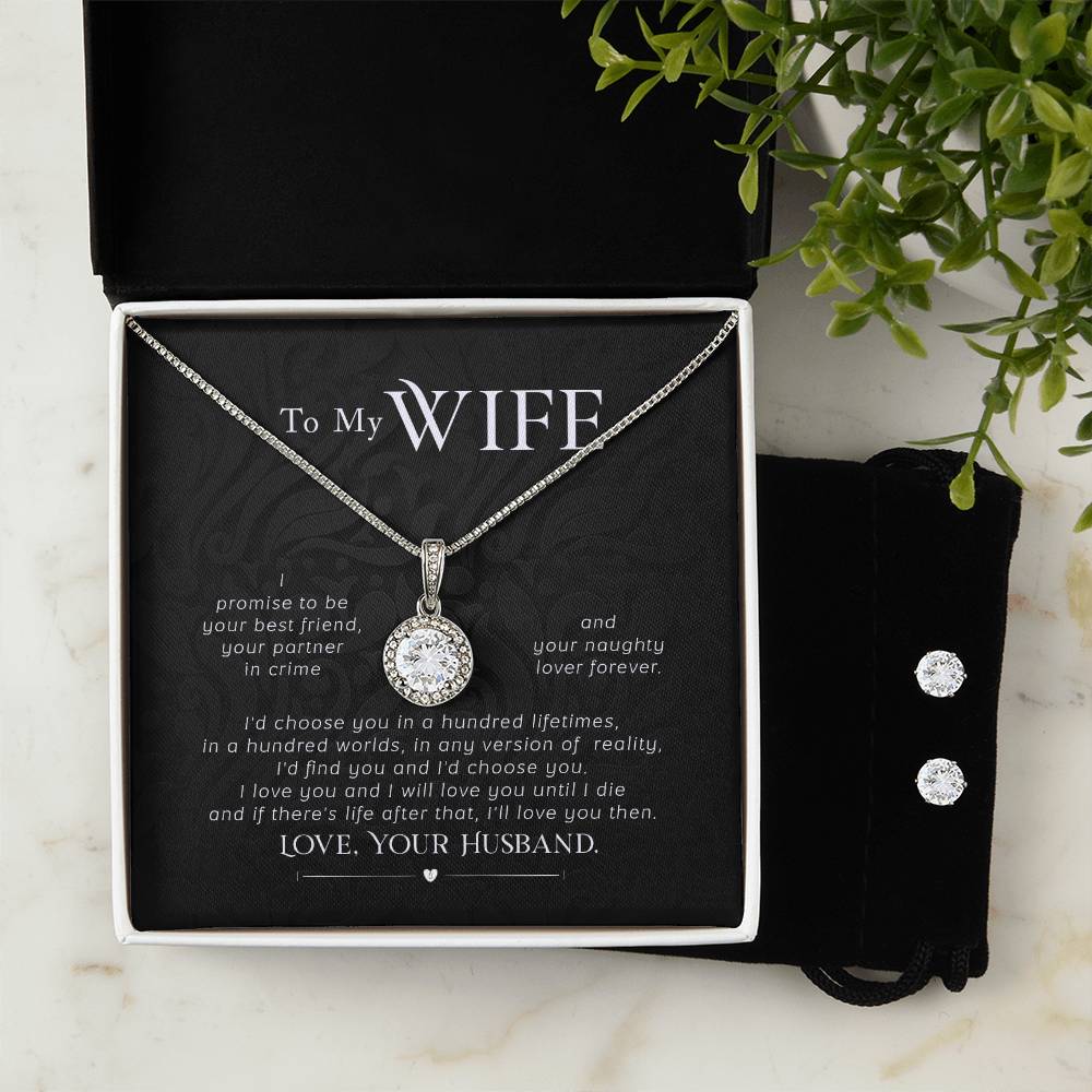 Eternal Hope Necklace + Clear CZ Earrings Bundle