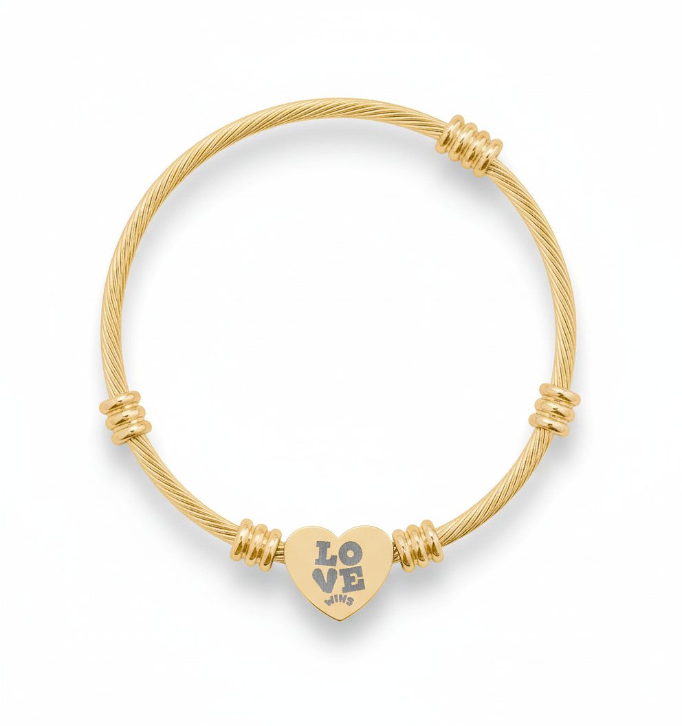 Heart Engraved Cuff Bracelet - Love Charm Jewelry