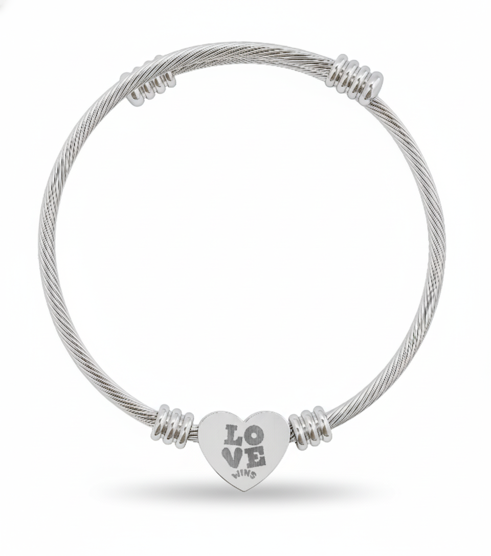 Heart Engraved Cuff Bracelet - Love Charm Jewelry