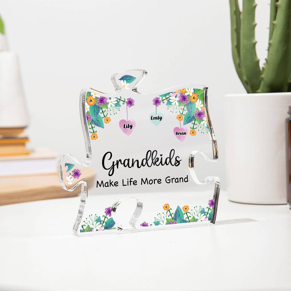 Grandkids Make Life More Grand - Printed Acrylic Puzzle Plaque