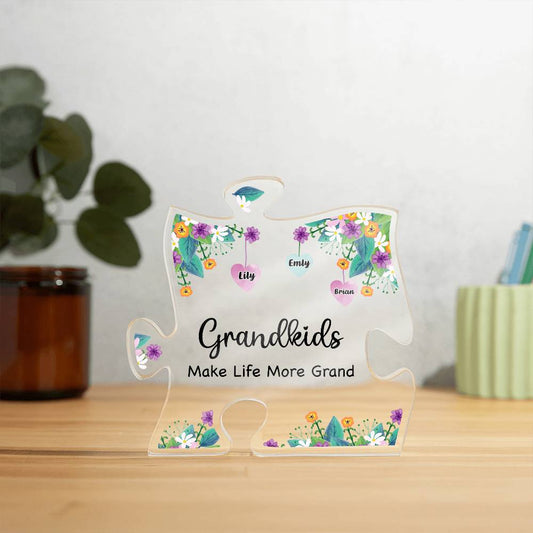 Grandkids Make Life More Grand - Printed Acrylic Puzzle Plaque