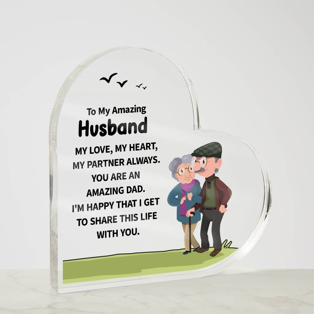 Heart Shaped Acrylic Plaque - To My Amazing Husband