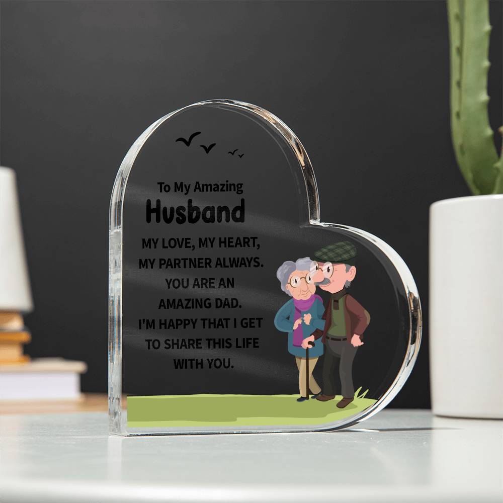 Heart Shaped Acrylic Plaque - To My Amazing Husband