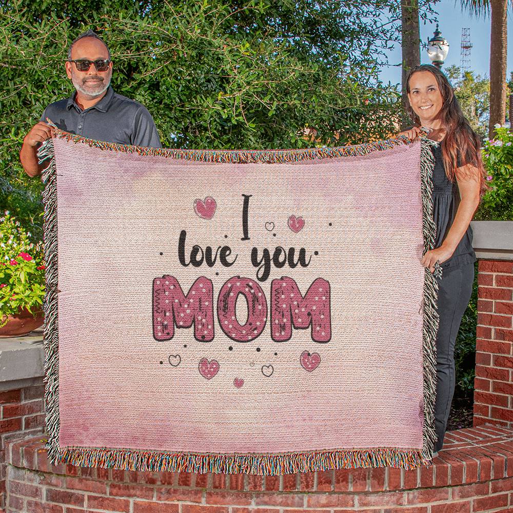 Heirloom Artwork Woven Blanket - I love you mom