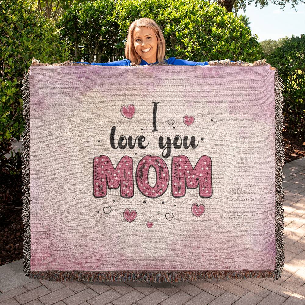 Heirloom Artwork Woven Blanket - I love you mom