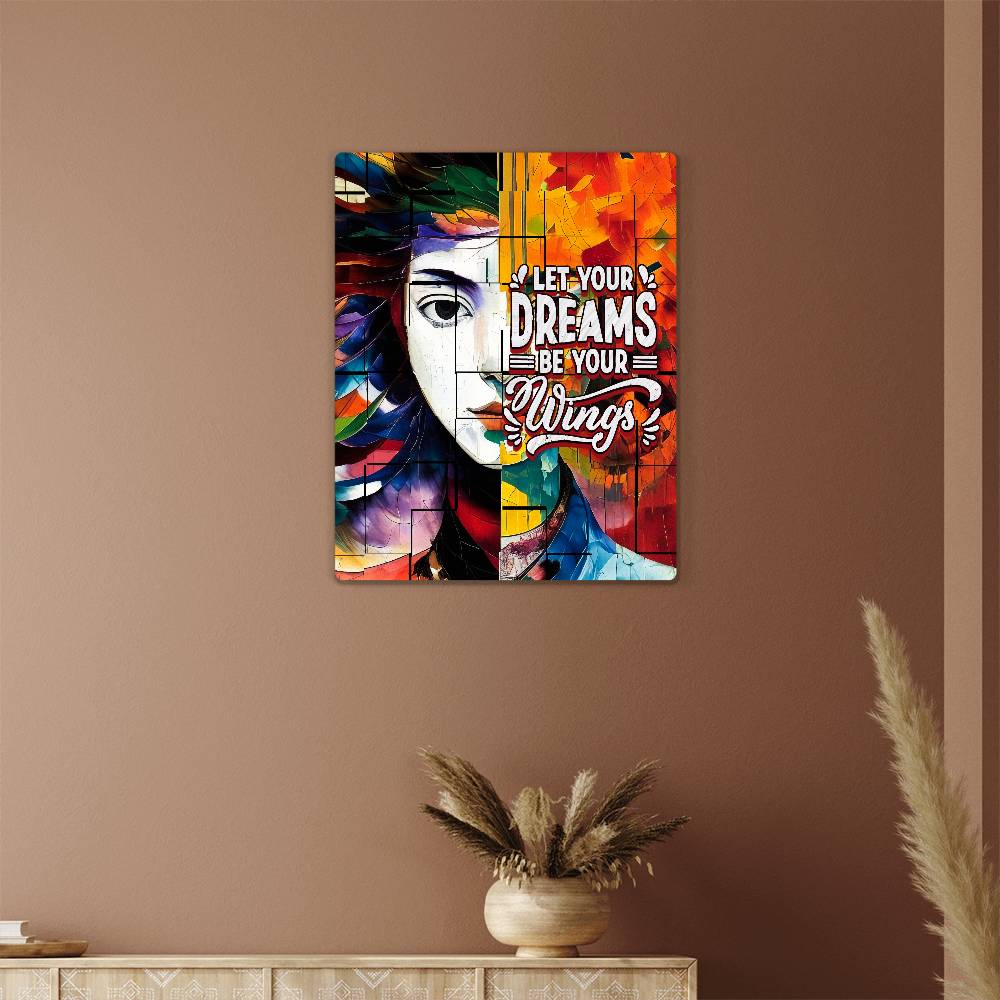 High Gloss Metal Art Print (4:5) - Let Your Dreams Be Your Wings