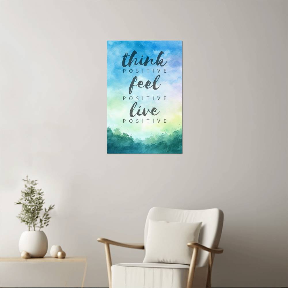 High Gloss Metal Art Print - Think Positive Feel Positive