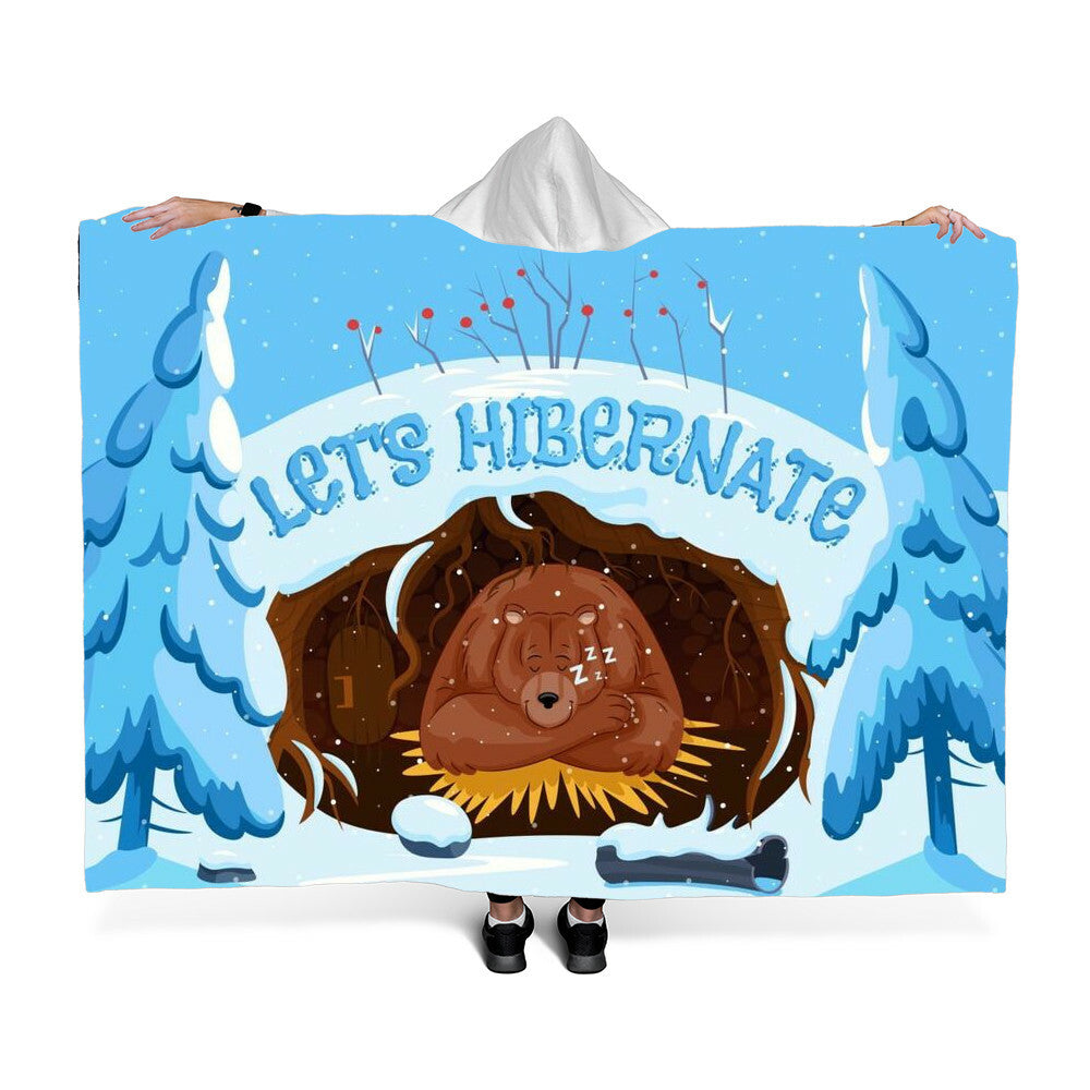 Hooded Sherpa Fleece Blankets - Let's Hibernate