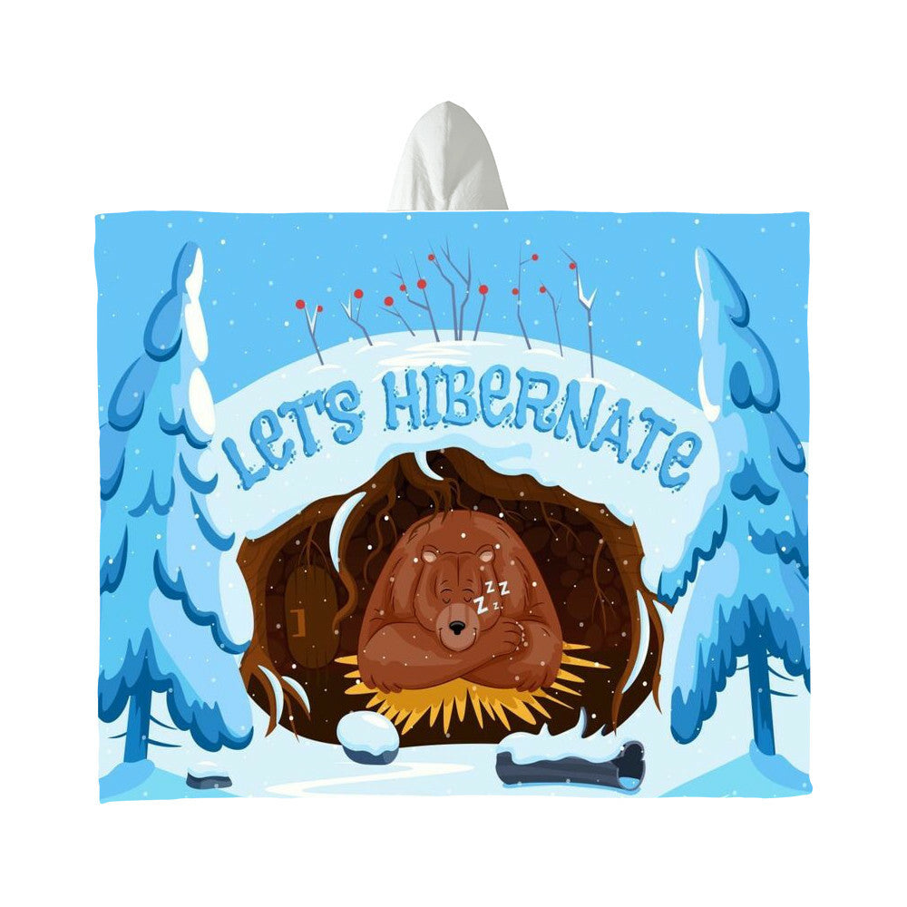 Hooded Sherpa Fleece Blankets - Let's Hibernate