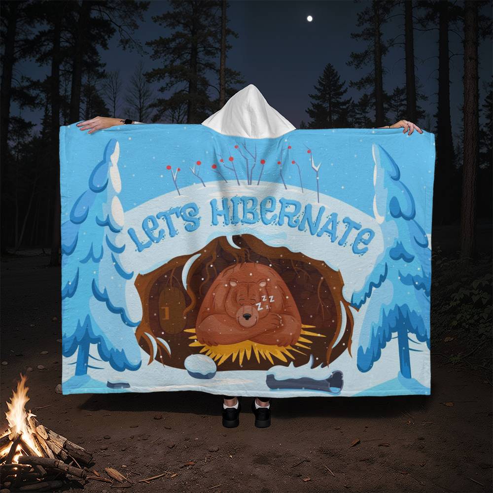 Hooded Sherpa Fleece Blankets - Let's Hibernate