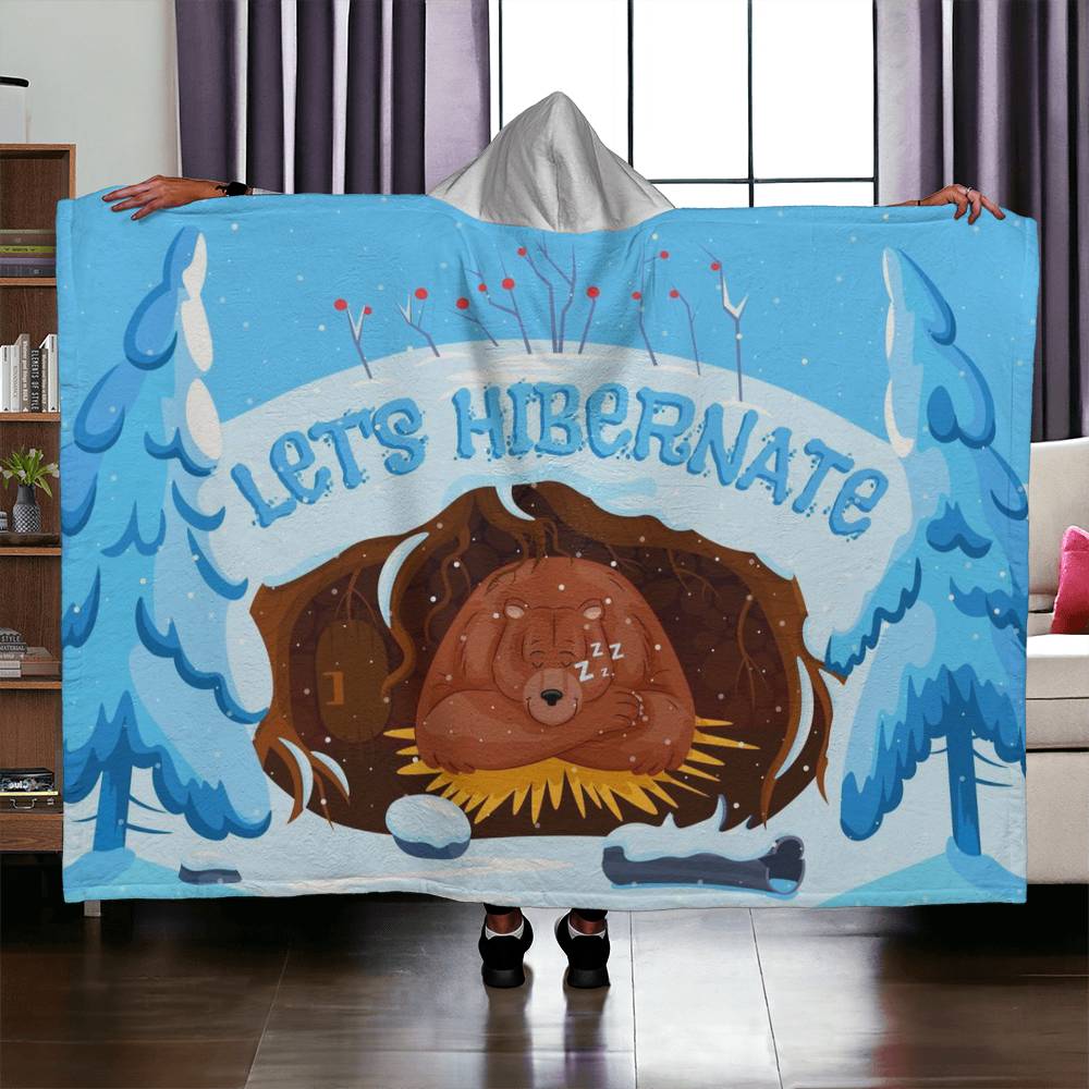 Hooded Sherpa Fleece Blankets - Let's Hibernate